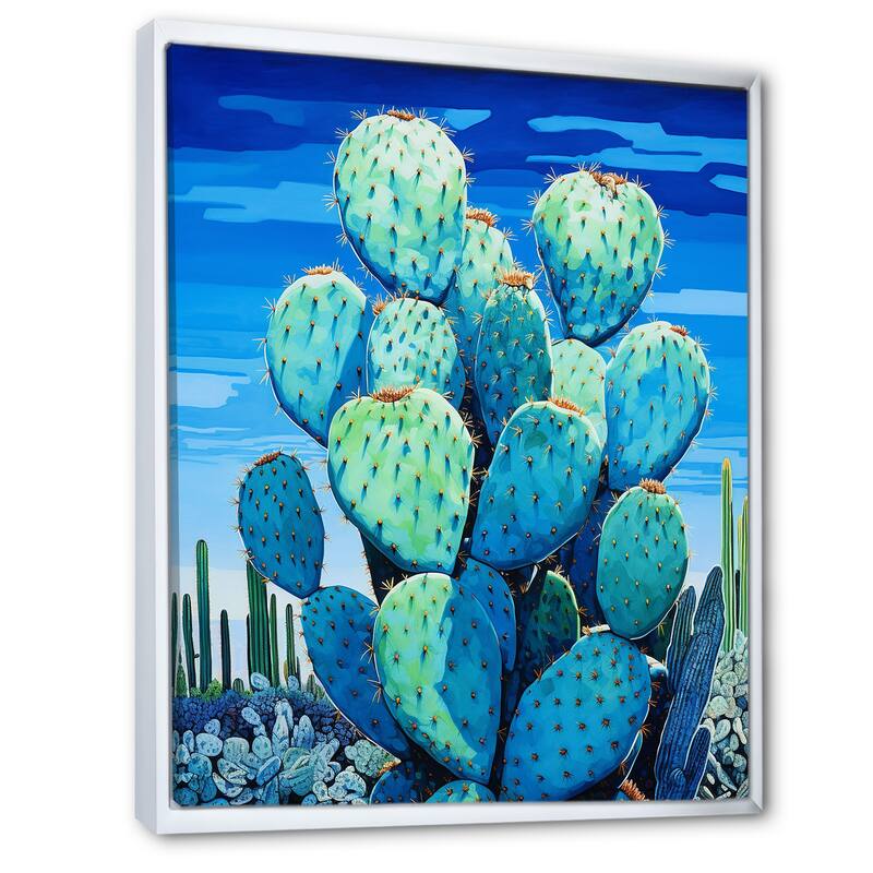 Designart "Cerulean Blue Cactus Collage I" Cactus Framed Wall Decor